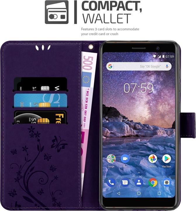 Image du produit Cadorabo Étui Flower Book pour Nokia 7 PLUS (Nokia 7 Plus)