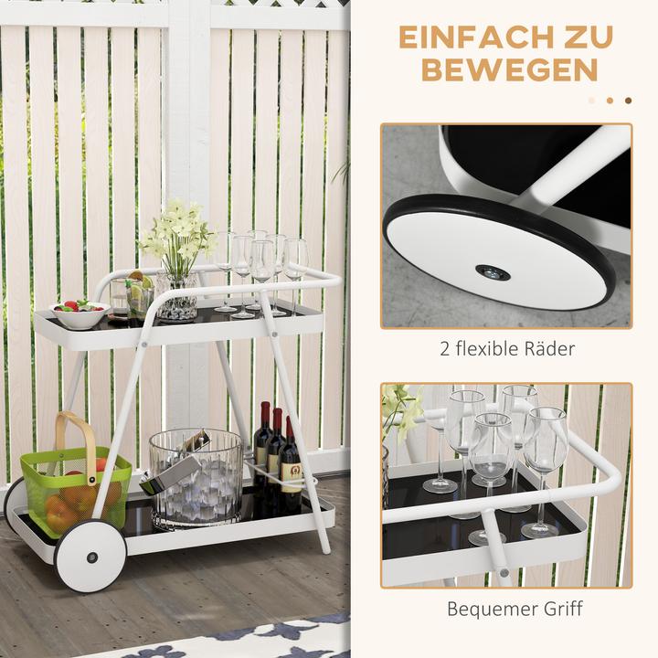 Image du produit Outsunny Chariot de jardin avec 2 niveaux, poignée et roulettes