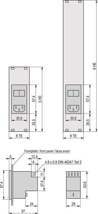 Produktbild Schroff Netzeingangsmodul mit Filter - NETZEINGANGSMODUL 6HE 8TE