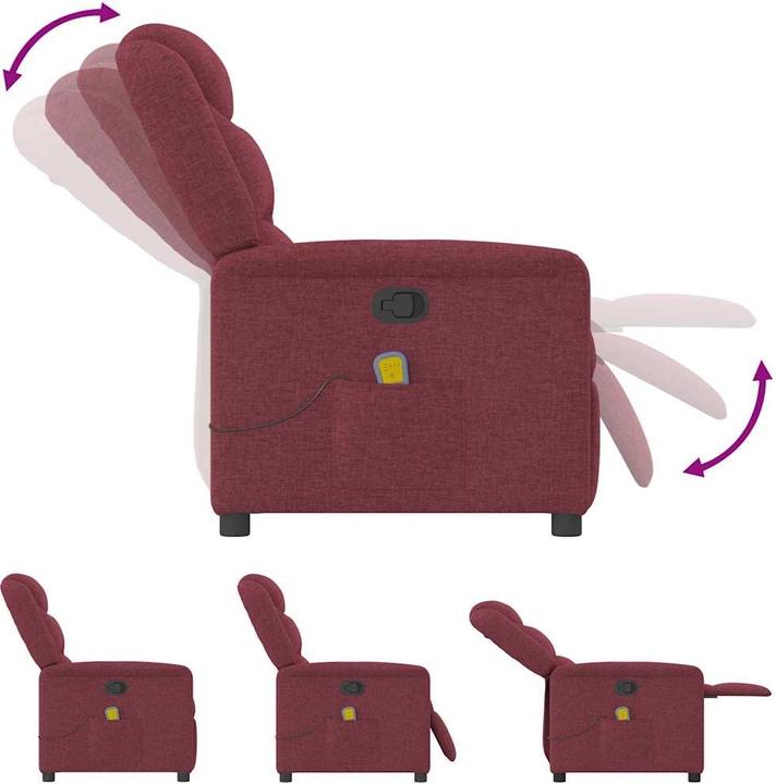 Produktbild VidaXL Massagesessel Weinrot Stoff Massage TV-Sessel
