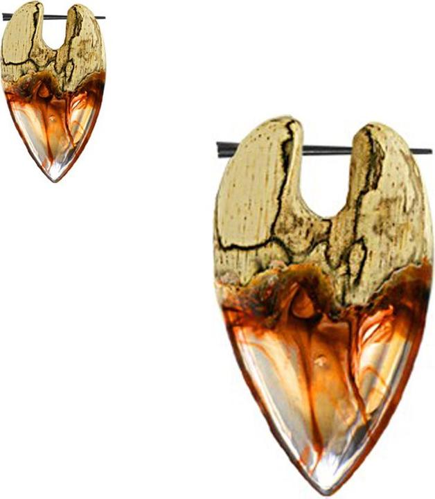 Image du produit Star Piercing Ohrring Surf färbung Epoxy braun aus Tamarind Holz (sans laiton, Organique)
