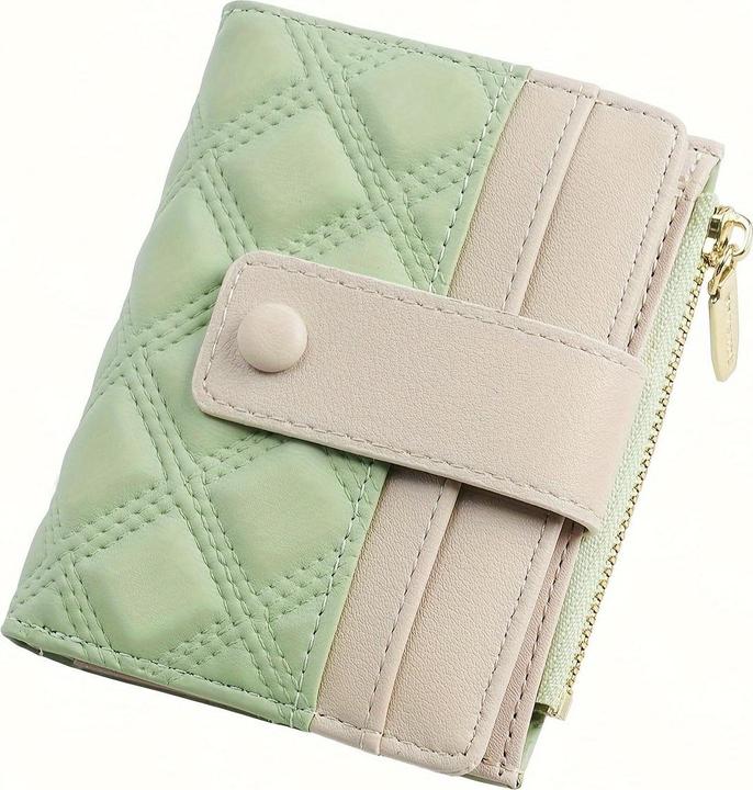 Only-Bags.Store Neue gesteppte Brieftasche mit Reissverschlusstasche und Schnallenverschluss, perfekt für Geschenke
