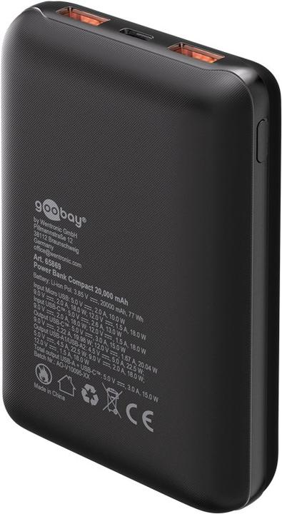 Actual product image Goobay Powerbank compact 20,000 mAh (20 mAh, 22.50 W, 77 Wh)