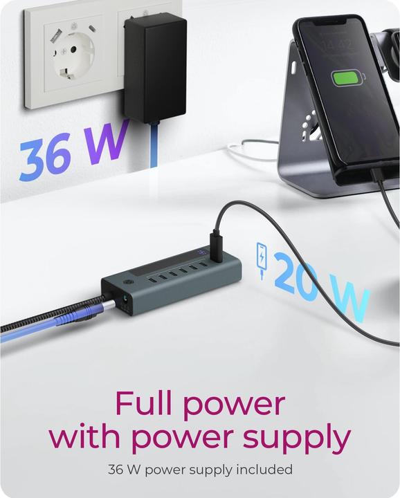 Actual product image Icy Box IB-HUB1457-C31 (USB-C, 7 Ports)
