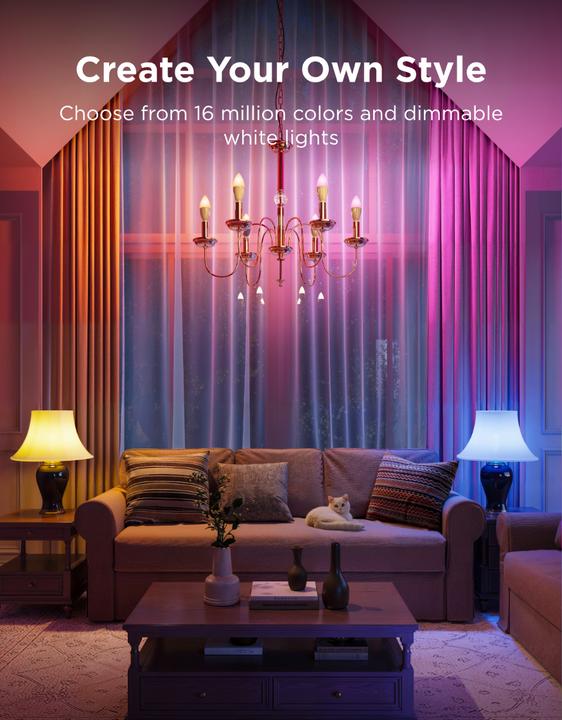 Produktbild Govee Smart Light Bulb E14, RGBWW, CRI groesser als (E14, 5 W, 450 lm, 1 x, F)