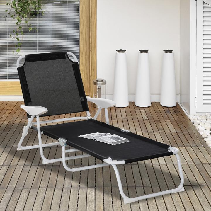 Immagine prodotto Outsunny Lettino prendisole con schienale regolabile (160 cm)