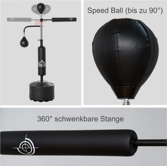 Image du produit Homcom Stand de boxe 3 en 1 avec 2 speed balls (88 cm, 11.50 kg)