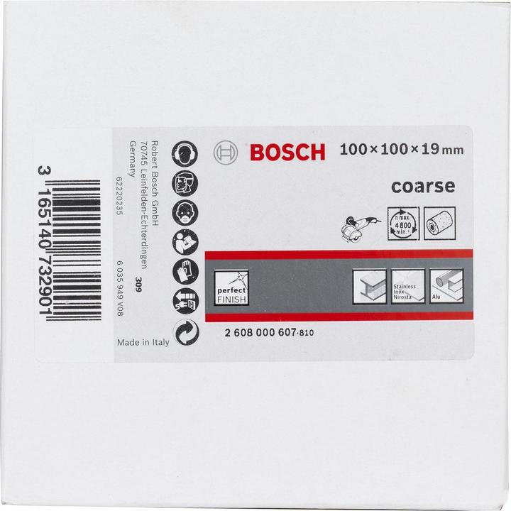 Immagine prodotto Bosch Professional Zubehör Rullo abrasivo in vello per satinatori, 19 mm, ruvido, 100 mm (Grossolano)