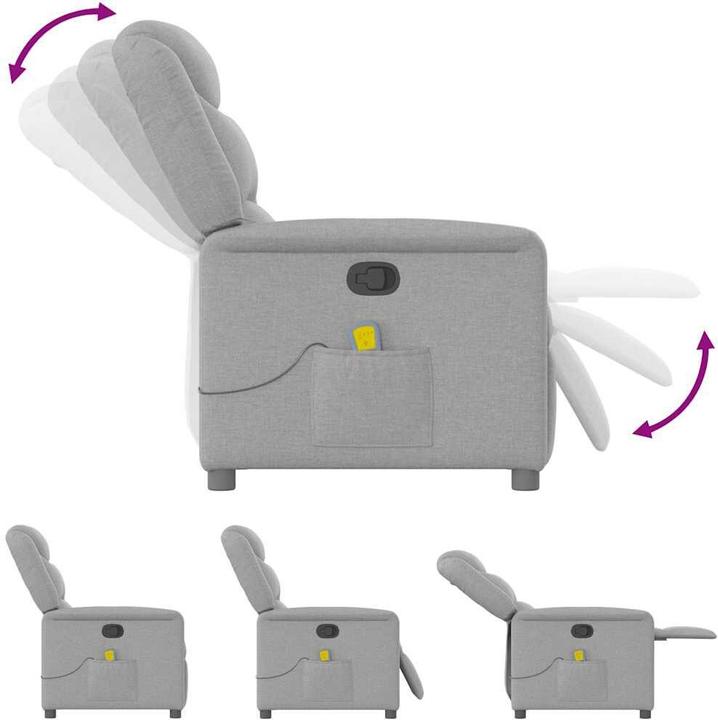 Productafbeelding VidaXL Massagefauteuil cloud grey stoffen massage TV-fauteuil