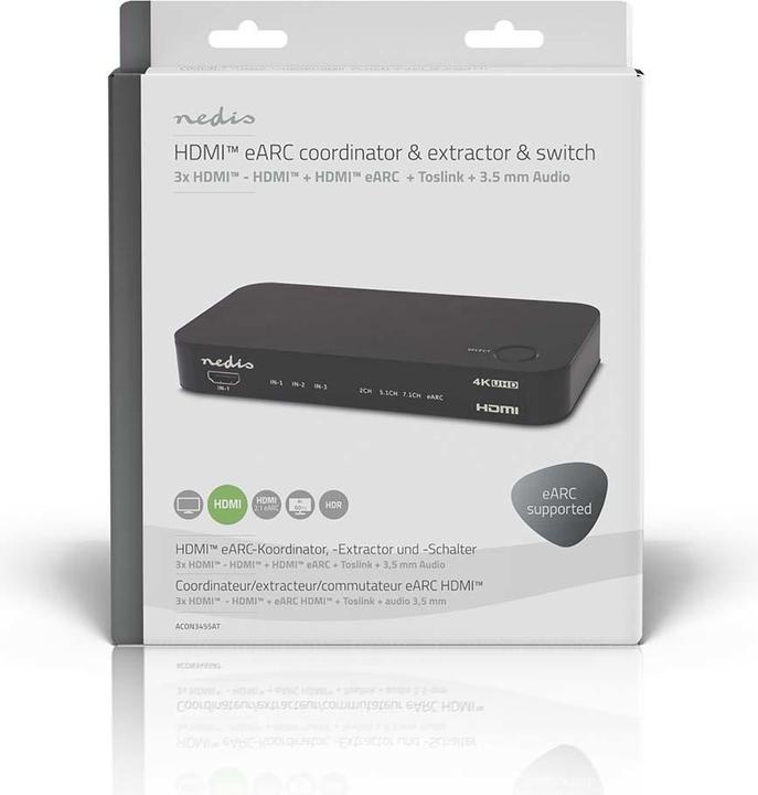 Immagine prodotto Nedis Convertitore audio digitale | 2 vie | Connessioni - Ingresso: Alimentazione DC / 3x Ingresso HDMI™ (0.06 m, Ottico)