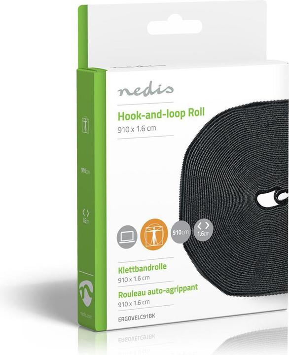 Image du produit Nedis Rouleau de velcro pour câbles 910 x 1.6 cm Noir Unisexe (9100 mm)