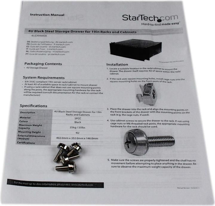Produktbild StarTech 4u Storage Drawer