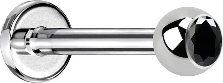 Produktbild Star Piercing Labret silber mit Kugel Kristall schwarz (ohne Messing, Chirurgenstahl 316L)