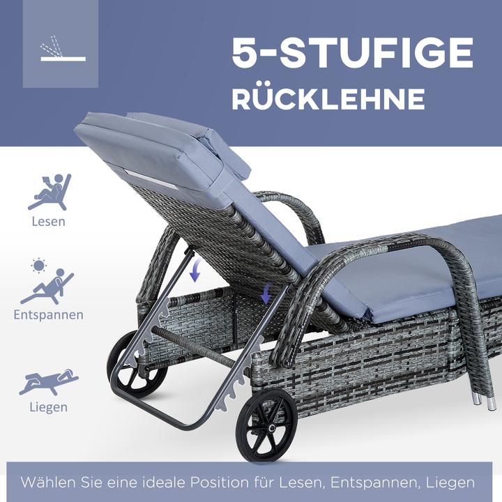 Produktbild Outsunny Rattan-Gartenliege als 3-teiliges Set (200 cm)