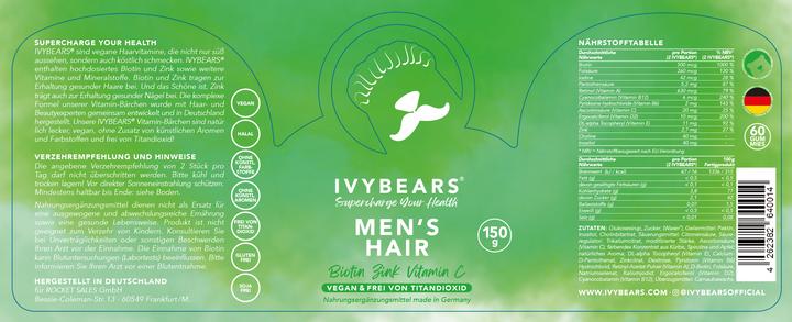 Nährwerte und Zutaten IVYBears Haarvitamine für Männer 2er Pack (2 Stück, Gummies, 300 g)