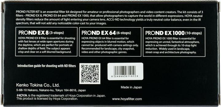 Produktbild Hoya PRO ND EX Filter Kit 8/64/1000 (58 mm, ND- / Graufilter, 58 mm)