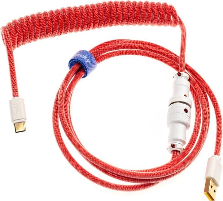 Actual product image Ducky Premicord Apple Red Spiral Cable, USB Type C to Type A - 1.8m (1.80 m, USB 2.0)