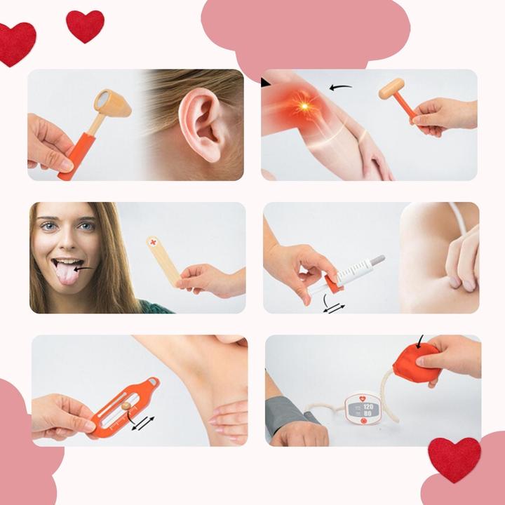 Produktbild Hermex Arzt-Spielzeug-Set für Kinder Doktor-Set Holz-Kinderspielzeug Arztkoffer Doktorkoffer