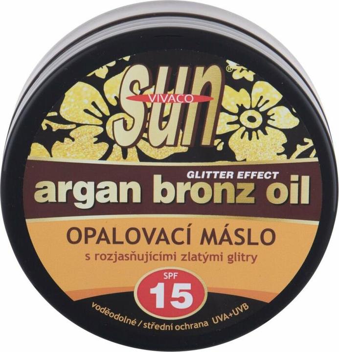 Produktbild Vivapharm Sun Argan Bronz Oil Glitter Effect Spf15 Opalovaci Maslo S Arganovym Olejem A Trpytkami (Sonnencreme, SPF 15, 200 ml, 150 g)