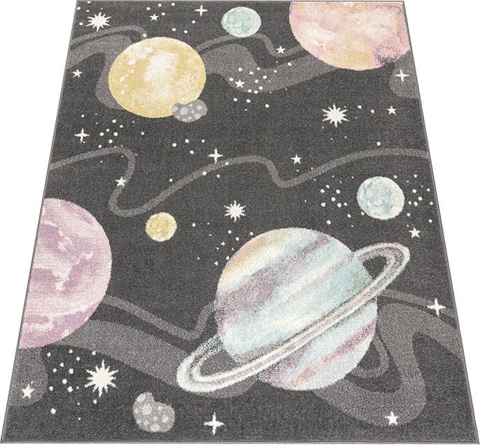 Produktbild Paco Home Kinderteppich Weltall Universum Antrazith (200 x 280 cm)