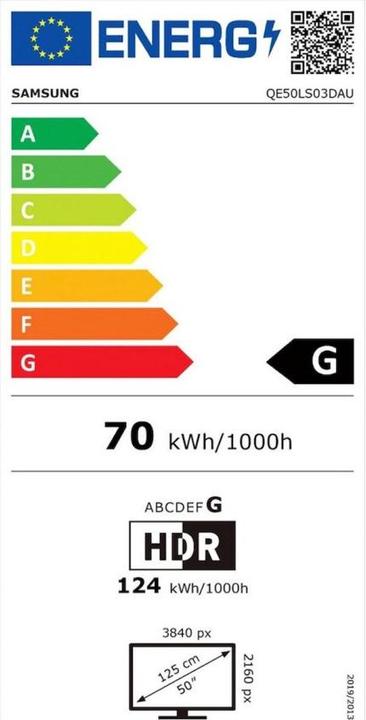 Energy Label Samsung The Frame QE50LS03D (EU) (50", LS03D, QLED, 4K, 2024)