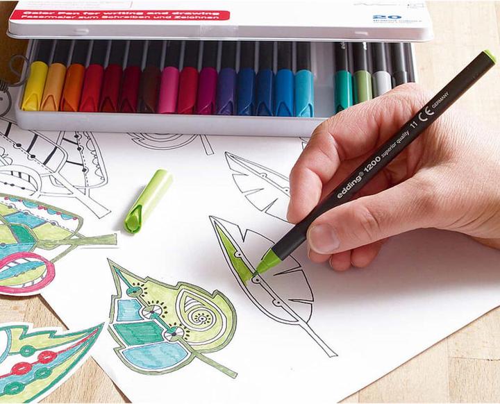 Produktbild Edding Fasermaler Colourpen Fine 1200 'Pastell' 5+1 (Apfel-Sorbet, Süsse Minze, Beeren-Lavendel und Silbergrau, Honigmelone, Kirschblüte, 1 x)