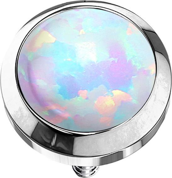 Produktbild Star Piercing Dermal Anchor silber mit Opal weiss (ohne Messing, Titan G23)