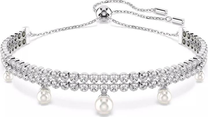 Immagine prodotto Swarovski x Ariana Grande Armband Kristallperle Rundschliff Weiss Rhodiniert (24 cm, Metallo Swarovski)