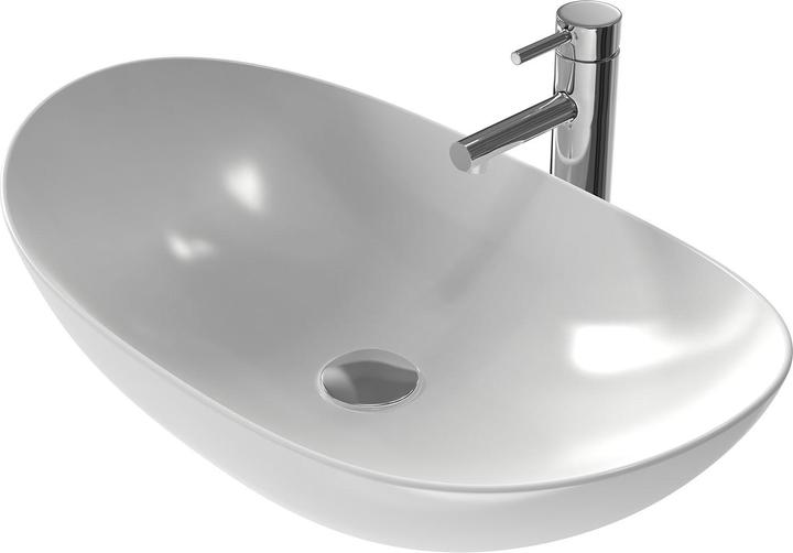 Actual product image Emke Countertop Washbasin, Oval Ceramic Basin, Glossy White, without Tap Hole, 615x350x155mm (360 mm, 615 mm)