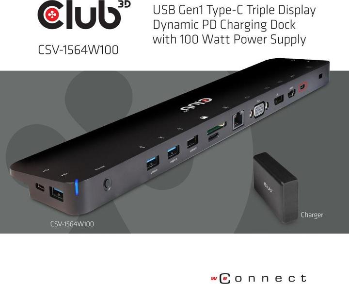 Image du produit Club 3D CSV-1564W100 (USB-C, 1 Ports)