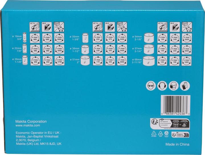 Produktbild Makita Lochsägen-Set (68 mm, 38 mm, 57 mm, 29 mm, 22 mm, 35 mm, 54 mm, 51 mm)