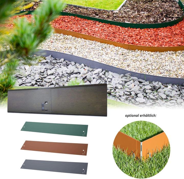 Image du produit Green Split Bordure de pelouse en métal 18.5 cm x 120 cm Vert | Bordure de parterre | Bordure de parterre (120 cm)