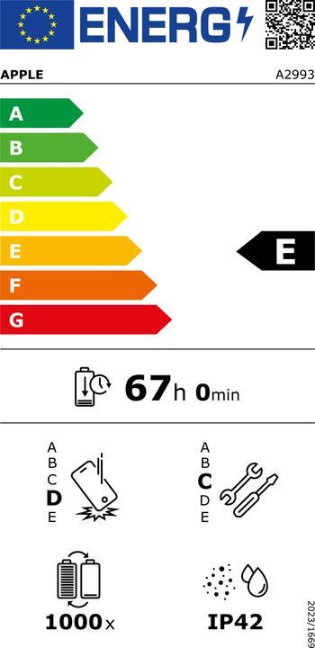Label énergétique Apple iPad mini (2024) (WLAN uniquement, 8.30", 128 Go, Space grey)
