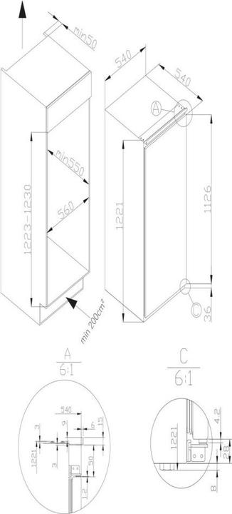 Actual product image Amica Refrigerator with freezer compartment EKSS 362 220 WxHxD 56 x 122.6 x 55 cm Cold section 163 (179 l)