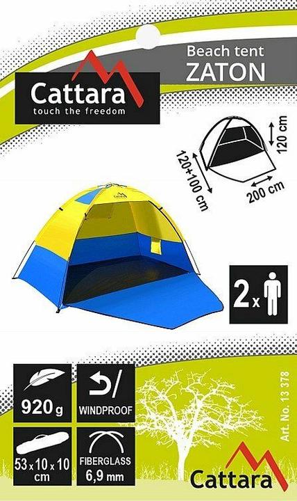 Image du produit Cattara Tente de plage ZATON (Tente de plage, 1.20 kg, 2 personnes)