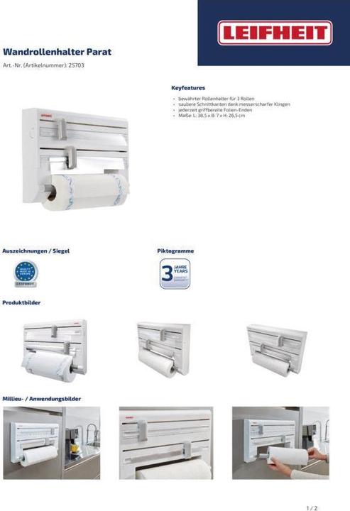 Actual product image Leifheit Roll holder