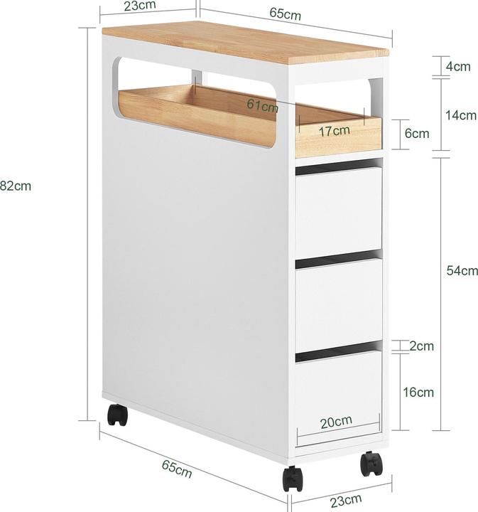 Actual product image SoBuy Niche shelf with 3 drawers (23 x 65 x 82 cm)