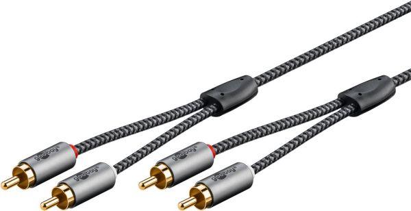 Produktbild Goobay Stereo-Cinchkabel, 1 m, Sharkskin Grey (1 m, Cinch)