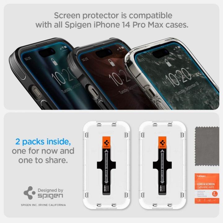 Actual product image Spigen Glass.tR EZ Fit (2 Piece, Apple iPhone 14 Pro Max)