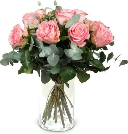 Fleurop 12 Pink Roses with greenery (Cut flowers)