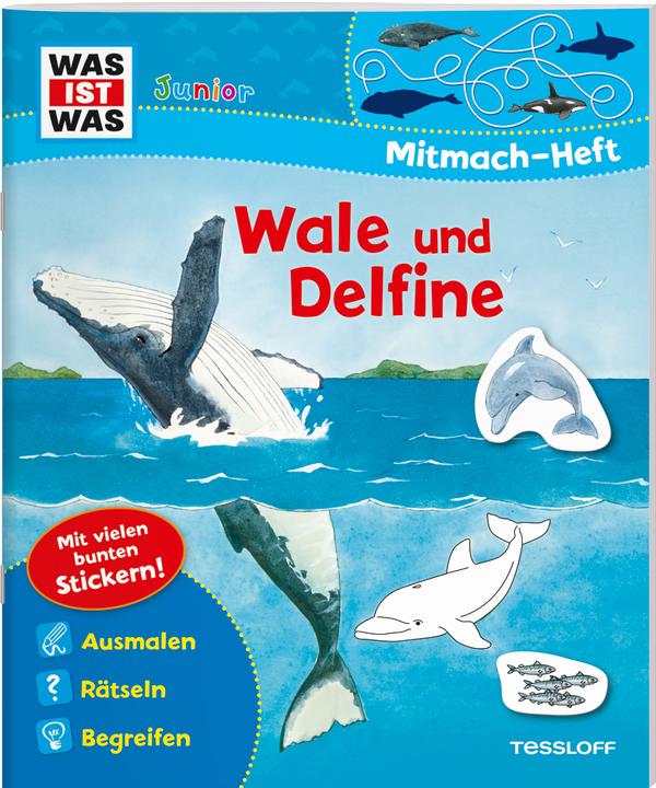 Productafbeelding Tessloff WAS IST WAS Junior hands-on boekje. Walvissen en dolfijnen. Spelletjes, puzzels, stickers