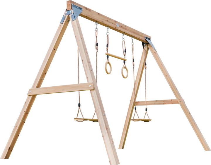 Axi Maya Doppelschaukel aus Holz mit Trapez Braun