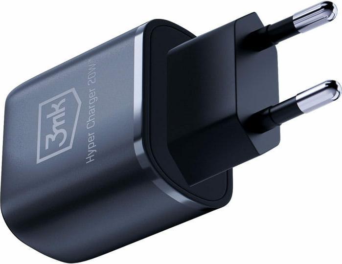 Produktbild 3MK HyperCharger 20W 1xUSB-C + 1xUSB-A ładowarka sieciowa PD/QC czarna/black (20 W)