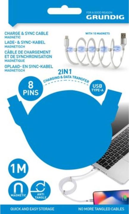 Actual product image Grundig iPhone Charging Cable Lightning iPad 1 Meter White (1 m, USB 3.0)