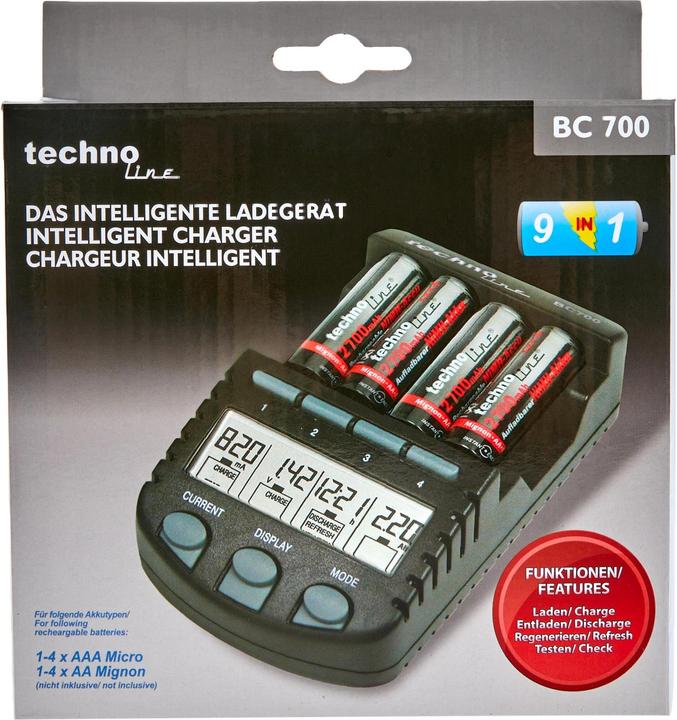Technoline BC 700 (1 Stk., AAA, AA, 3000 mAh, Ladegerät ohne Akku)