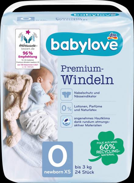dm babylove Premium-Windeln (Gr. 0, Tragepack, 24 Stück)