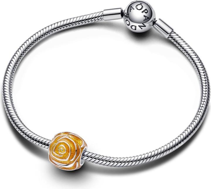 Actual product image Pandora Yellow Blooming Rose Charm (925 silver, Enamel)