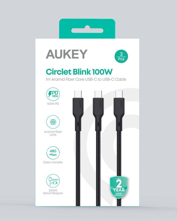 Image du produit Aukey USB C – USB C 3er Pack (1 m)