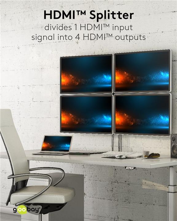 Actual product image Goobay HDMI Splitter 1 to 4 4K @ 30 Hz