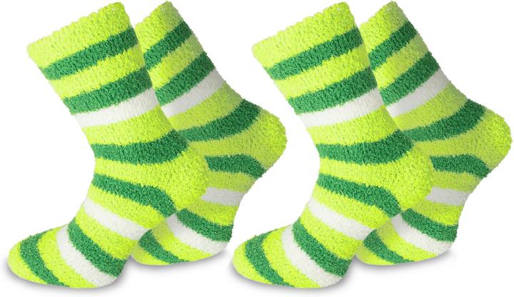 Produktbild Normani 2 Paar Kuschel-Socken Ringel Grün (2er Pack, One Size)